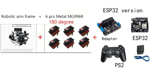 360 Degrees 6 DOF Robot Metal Alloy Mechanical Arm Claw Kit MG996R for Arduino Robotics Kit Educational Ps2 Programmable Toys - Image 10