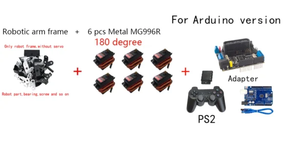 360 Degrees 6 DOF Robot Metal Alloy Mechanical Arm Claw Kit MG996R for Arduino Robotics Kit Educational Ps2 Programmable Toys - Image 12