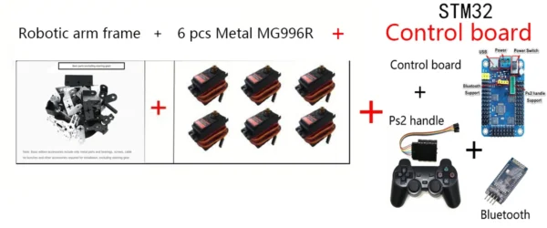 360 Degrees 6 DOF Robot Metal Alloy Mechanical Arm Claw Kit MG996R for Arduino Robotics Kit Educational Ps2 Programmable Toys - Image 11