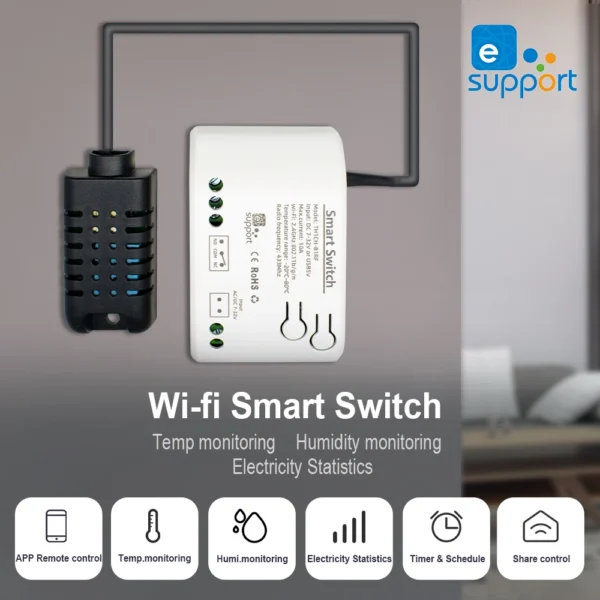 WiFi Smart 7V-32V Temperature Humidity Monitoring Thermostat Sensor Passive Dry Contact WiFi Switch Relay Alexa Compatible - Image 2
