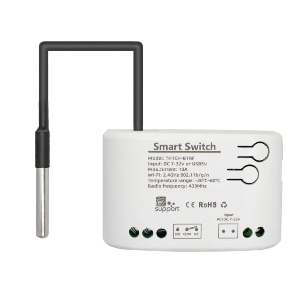 WiFi Smart 7V-32V Temperature Humidity Monitoring Thermostat Sensor Passive Dry Contact WiFi Switch Relay Alexa Compatible